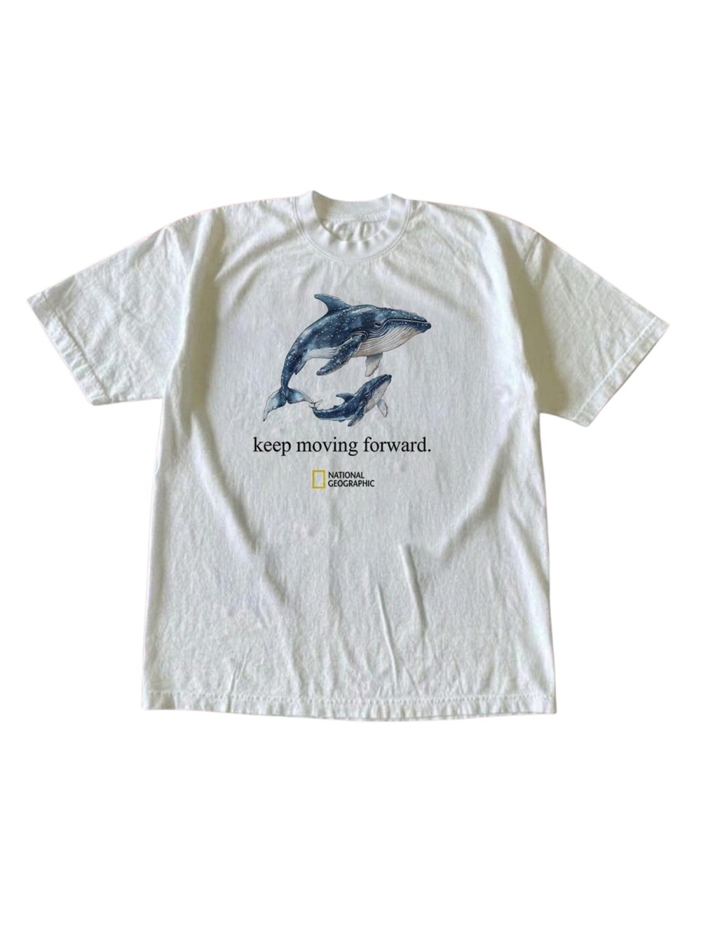 National Geographic Whale Keep Moving Forward White T-Shirt